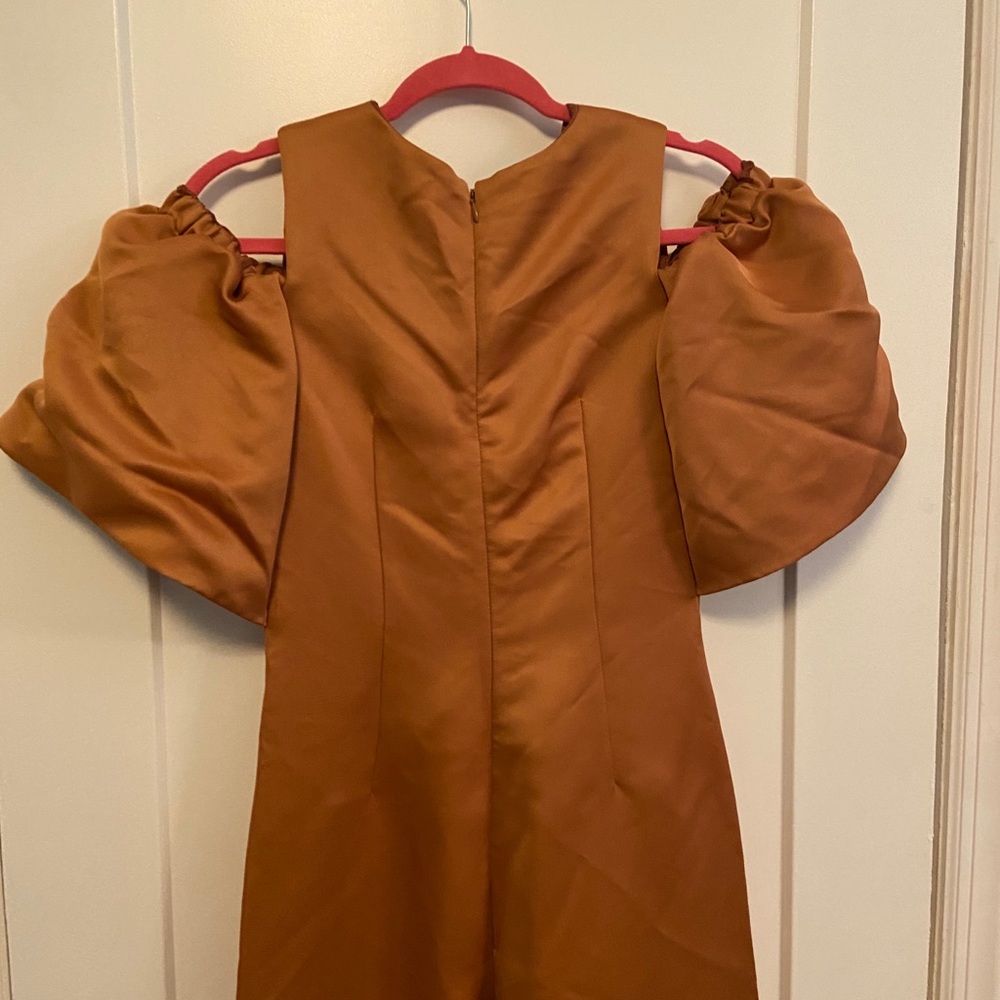 ASOS Bonded Off Shoulder Gold Jumpsuit Size 4 - Picture 8 of 10